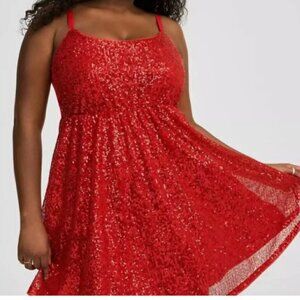 Torrid Red Sequin Midi Dress